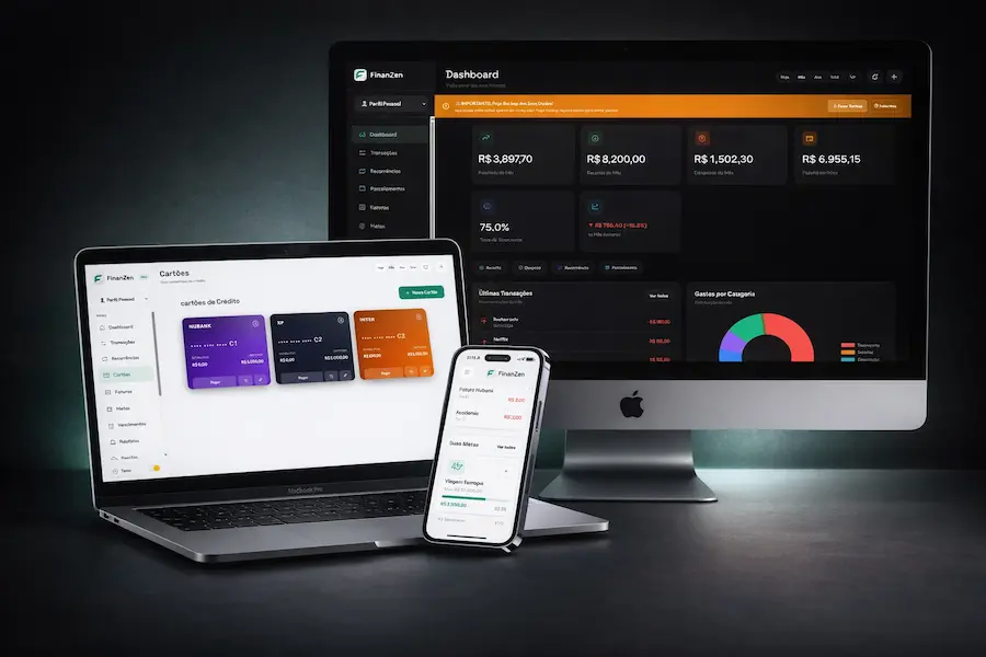 FinanZen em diferentes dispositivos
